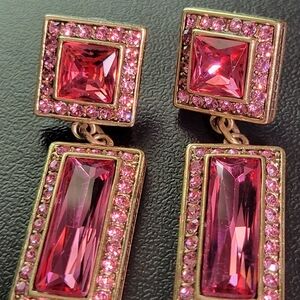 Heidi Daus Elegant Pink and Gold Drop Earrings